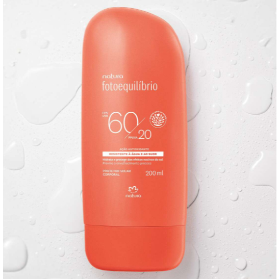 Loção Protetora FPS 60/FPUVA 20 Fotoequilíbrio 200ml Natura Alta Proteção Solar Textura Leve Resistente à Água e ao Suor