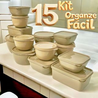 KIT 15 PEÇAS POTES ORGANIZADORES DE ALIMENTOS