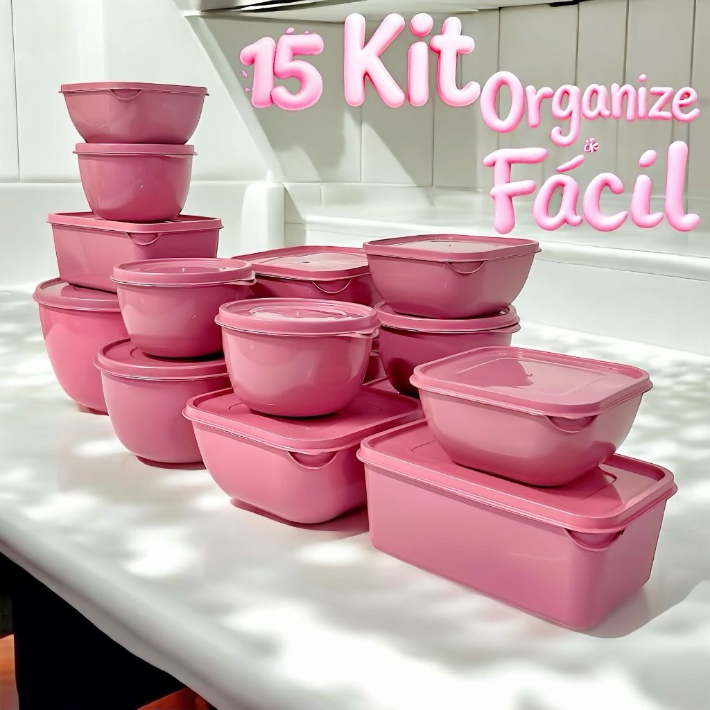 KIT 15 PEÇAS POTES ORGANIZADOR