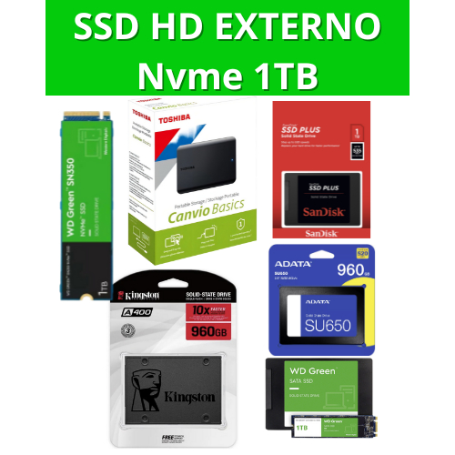 SSD 1TB NVMe M.2 portátil para notebook e PC
