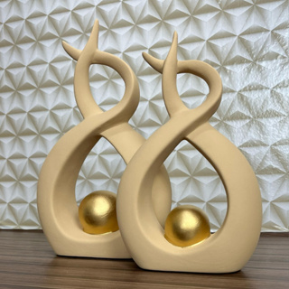 Enfeite Dupla Vasos C/ Esfera Dourada Cerâmica Decoração P/ Rack Sala Várias Cores em Oferta na Shopee