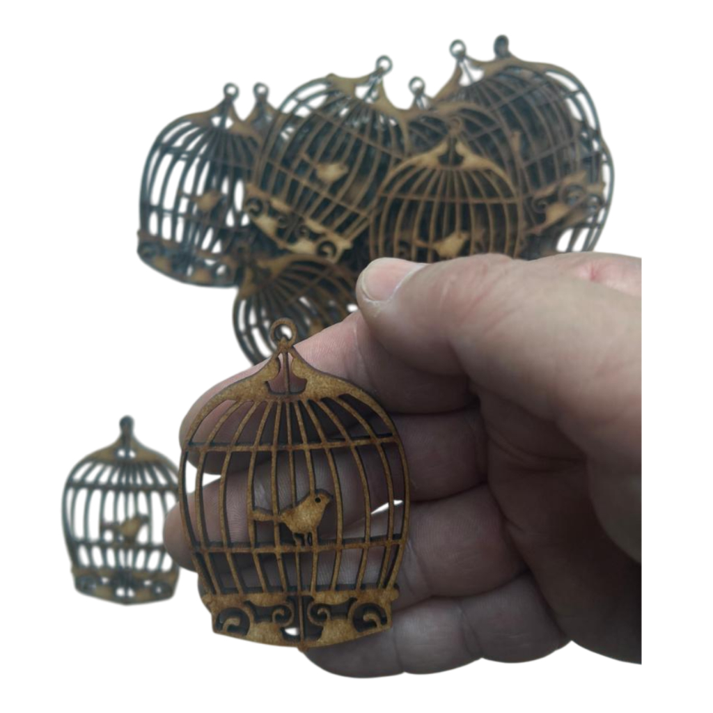 Apliques de Gaiola Gaiolinha em MDF Kit 15 Unid. Decoração Lembranças Artesanato