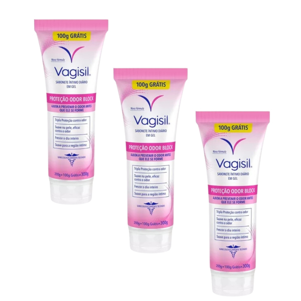 KIT 3x Unidades Sabonete Íntimo em Gel Vagisil Bloqueador de Odor com 300ml