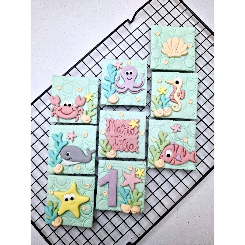 apliques de pasta americana fundo do mar| Monte seu KIT em Oferta na Shopee