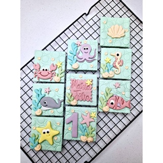 apliques de pasta americana fundo do mar| Monte seu KIT em Oferta na Shopee