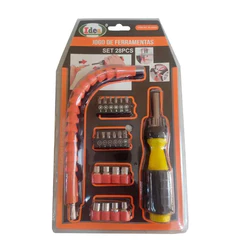 Kit Jogo Chave Bits Fenda Philips Torx Soquetes 28 Peças Com Extensor Flexível Profissional