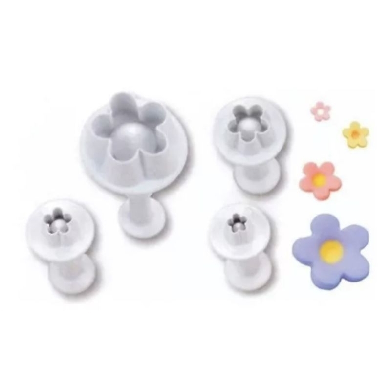 Kit 4 Cortador Ejetor Flores Myosotis Para Pasta Americana
 em Oferta na Shopee