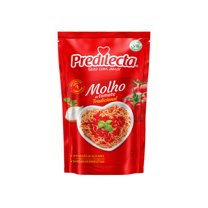 Molho de Tomate Kit Com 5 ou 6 Unidades Sache 300 Gramas Predilecta — imagem 2 de 2