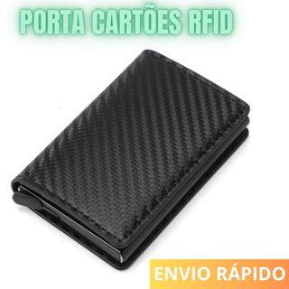 Carteira Fibra De Carbono Porta-Cartões Preta RFID Anti Furto em Oferta na Shopee