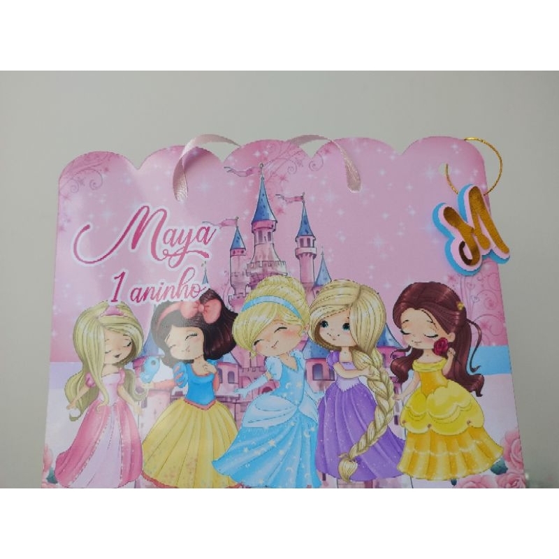Sacolas Personalizadas Princesas 28 peças lembrancinhas caixinhas de aniversário kit festa