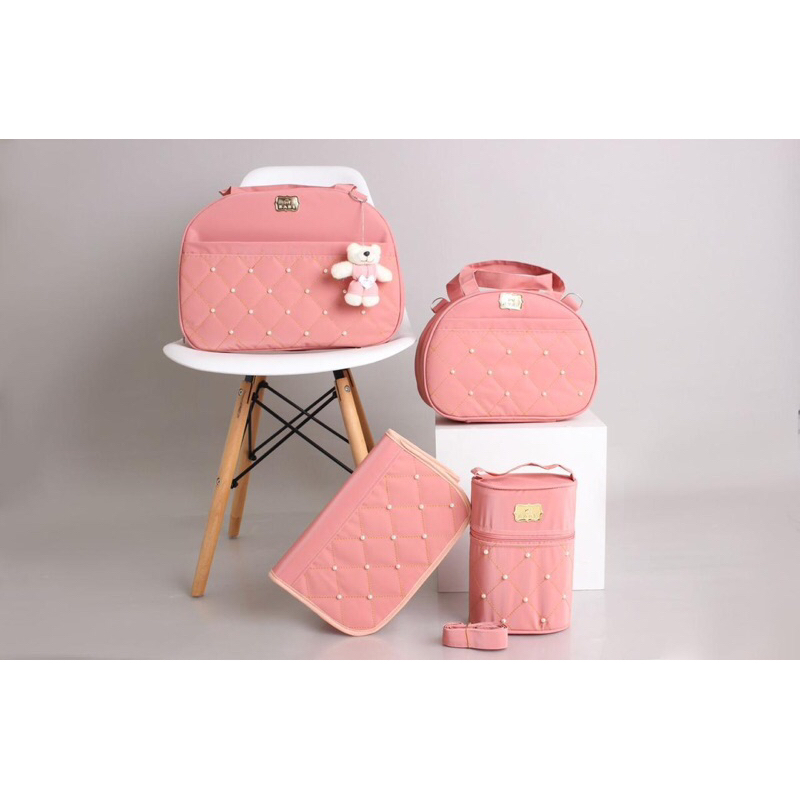 kit Bolsa de Maternidade 4 peças Mala para Bebê Material Térmico Impermeável em Oferta na Shopee