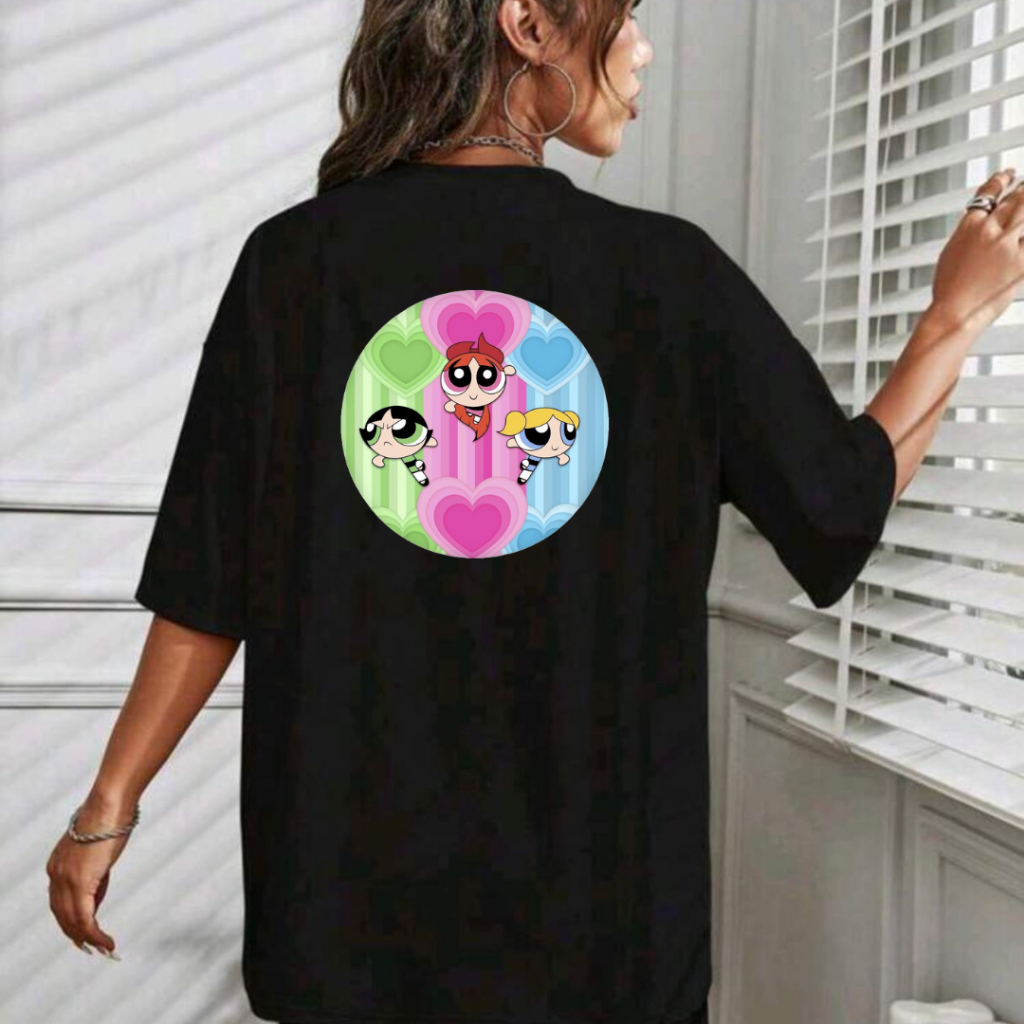 Camiseta Lançamento Feminina Super Poderosas Estampado Frente Costa EstilosaAlgodão PremiumMalha30.1
