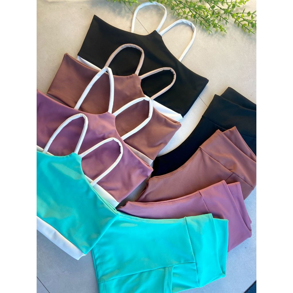 Conjunto Poliamida Dark Feminino Entrada Bojo Zero Transparência Elasticidade e Conforto SHORT E TOP