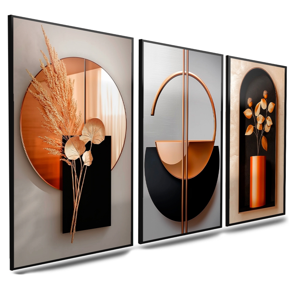 Quadro Grande Sala Decorativo Geométrico Abstrato Trio Nordic Hal 120x60 em Oferta na Shopee