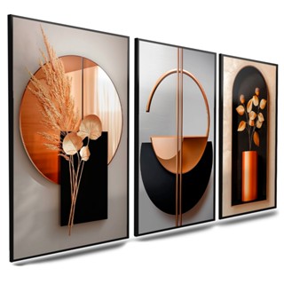 Quadro Grande Sala Decorativo Geométrico Abstrato Trio Nordic Hal 120x60
