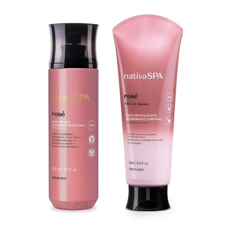 Combo Nativa Spa Rosé: Loção Revitalizante Desodorante Corporal 200ml + Body Splash 200ml
