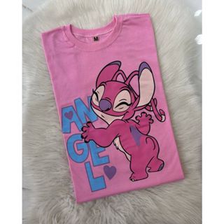 Camiseta Algodão 100% Feminina Estampada Do Stitch Casual Premium Confortável em Oferta na Shopee