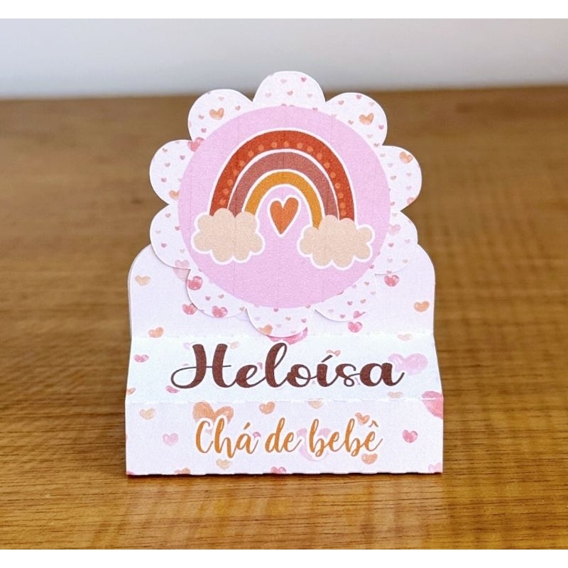 PEGUE E MONTE - Kit Porta Bis Duplo Personalizado Lembrancinhas Aniversário Festa Caixinhas Arco Iris Boho