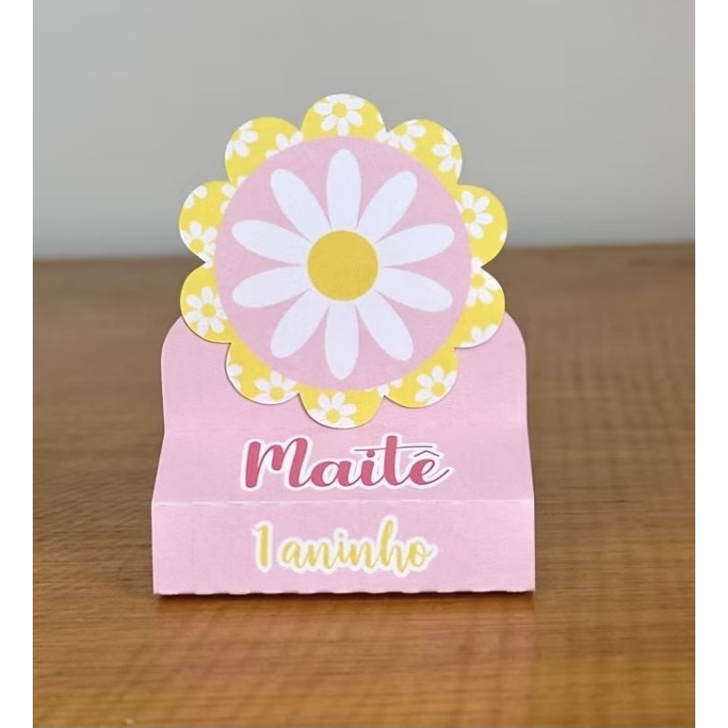 PEGUE E MONTE - Kit Porta Bis Duplo Personalizado Lembrancinhas Aniversário Festa Caixinhas Margarida