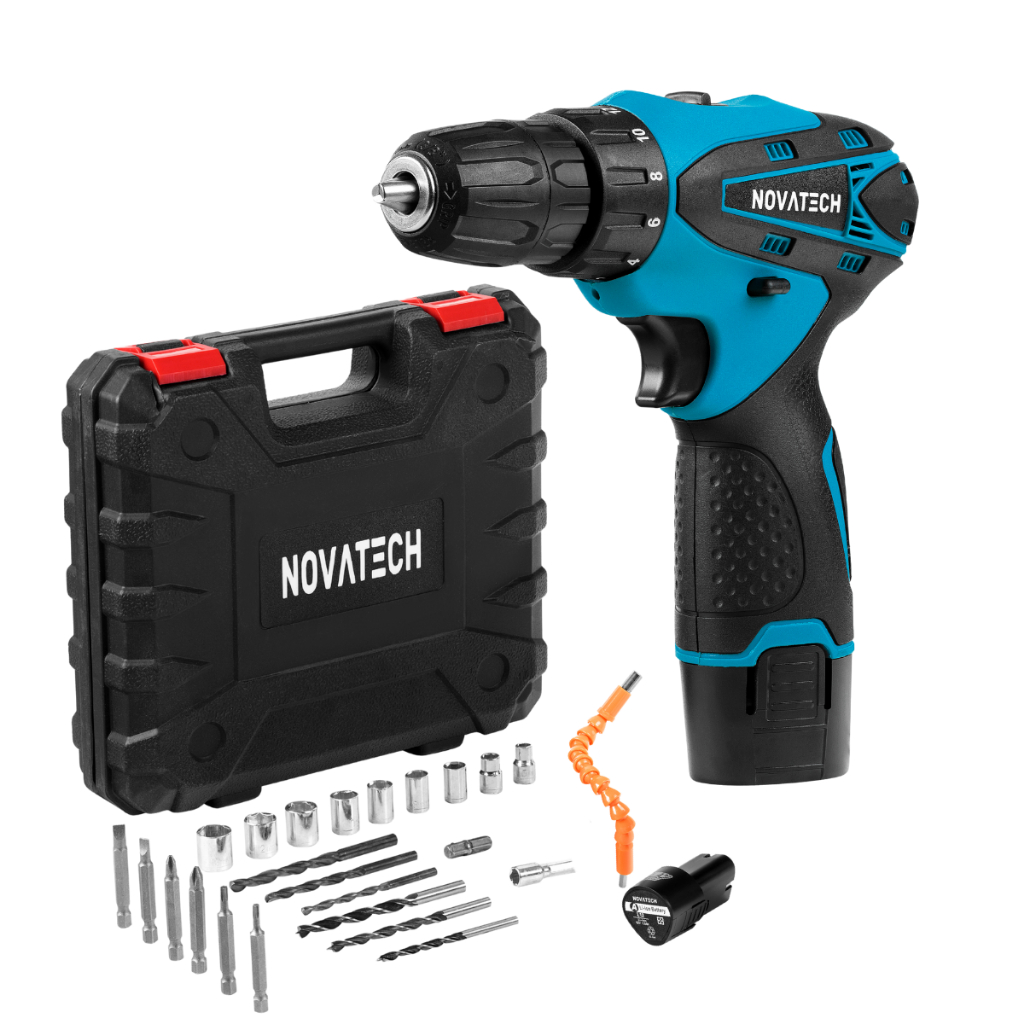 Parafusadeira Furadeira Sem Fio Bateria 12v Com Kit 25 Peças