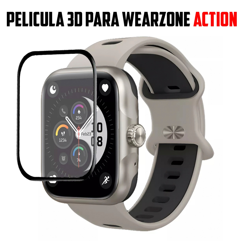Pelicula 3D para Smartwatch Wearzone Action super resistente pelicula com borda 3d em Oferta na Shopee