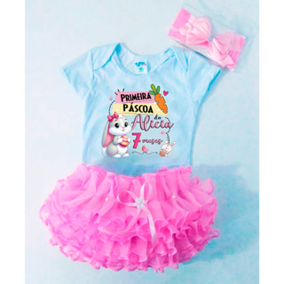 Body bebê personalizado pascoa minha primeira pascoa mesversário menina/menino em Oferta na Shopee