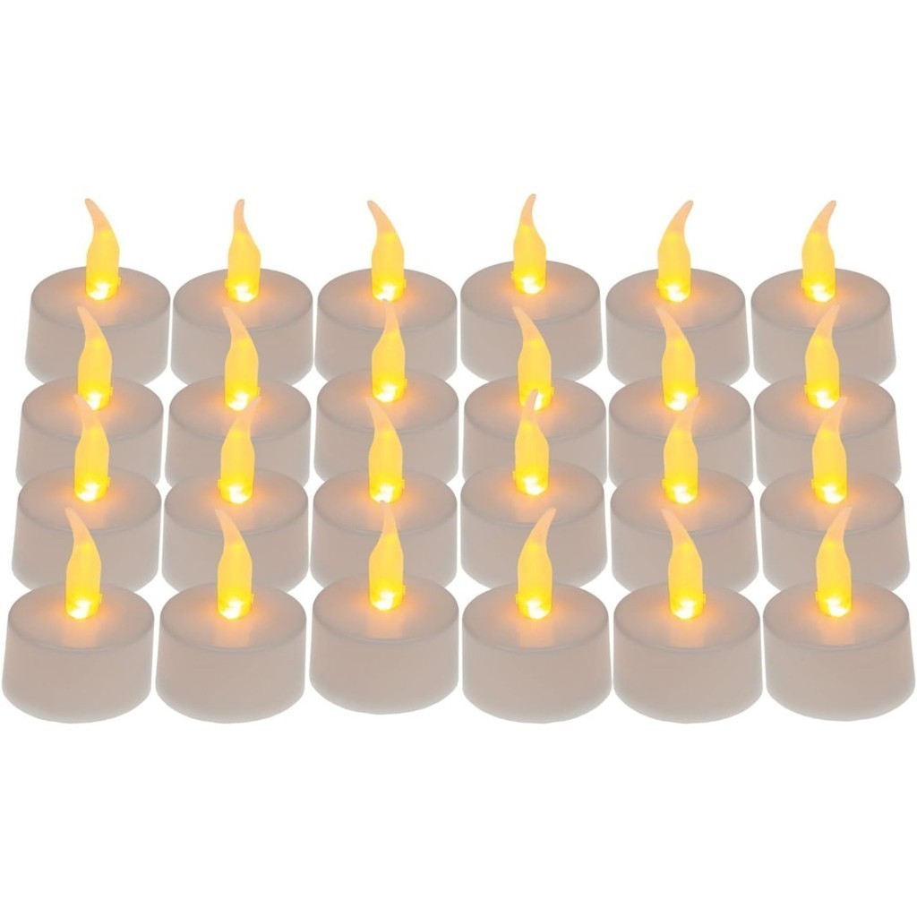 Kit 24 Velas LED | 3.7cm Luz Âmbar + 50h Autonomia | Para Casamentos e Jantares Românticos