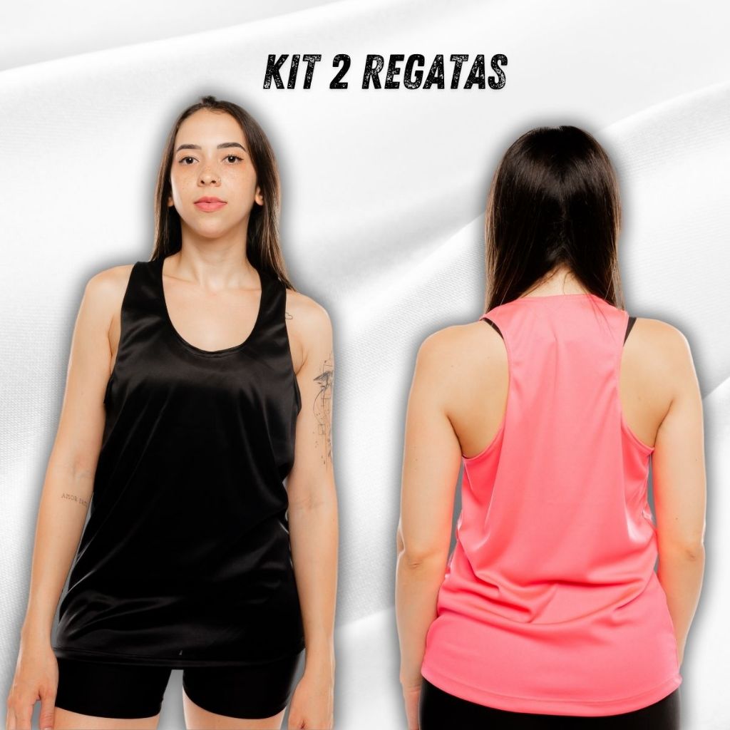 Kit 2 Regatas Feminina Nadador Blusa Dry Academia Fitness Treino