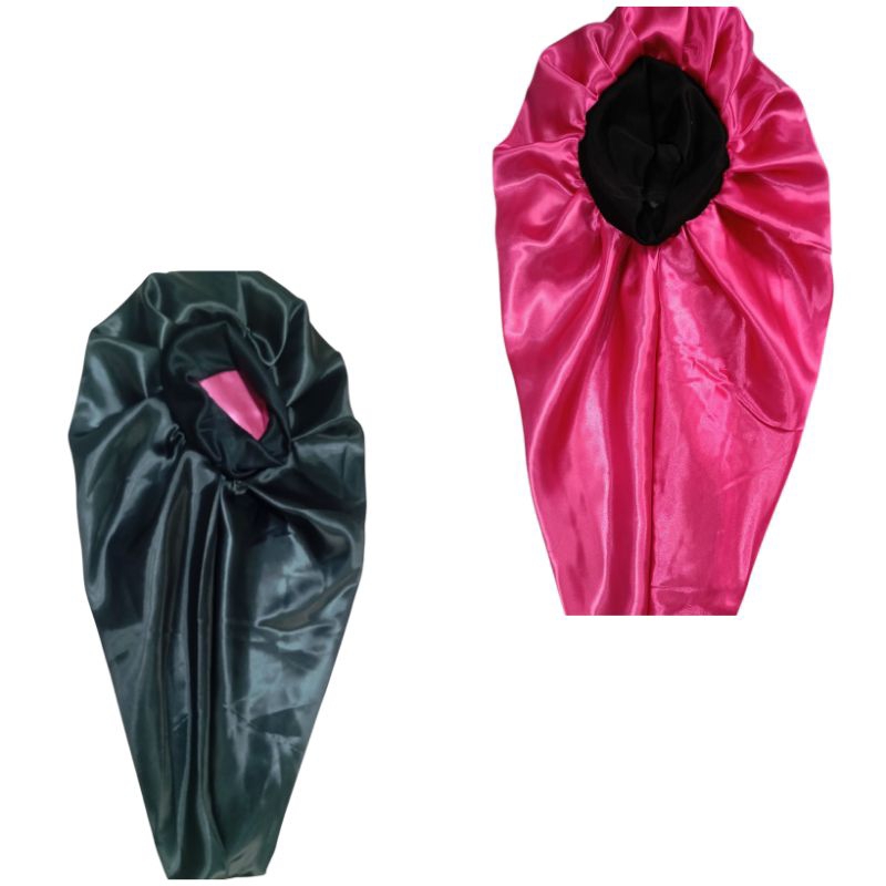 touca de cetim longa dupla face com faixa em Oferta na Shopee