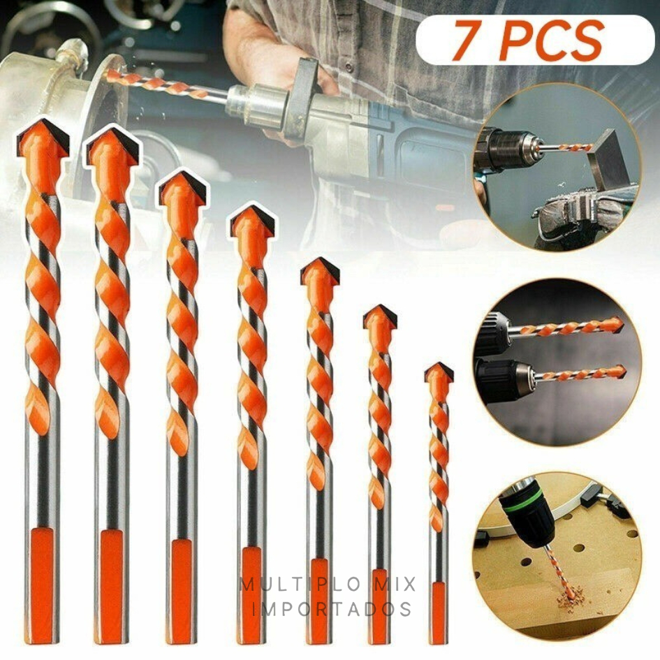 Kit 7 Brocas Profissionais de Tungstênio 3-12 mm Para Vidro, Cerâmica Concreto E Metal em Oferta na Shopee