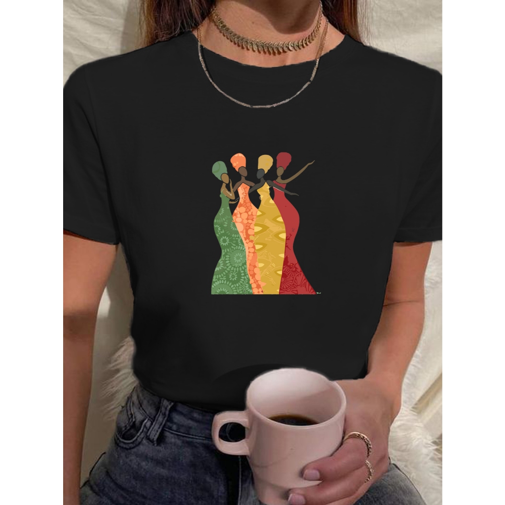 Camiseta Feminina Babylook t shirt mulher negra amigas africana 100% Algodão
