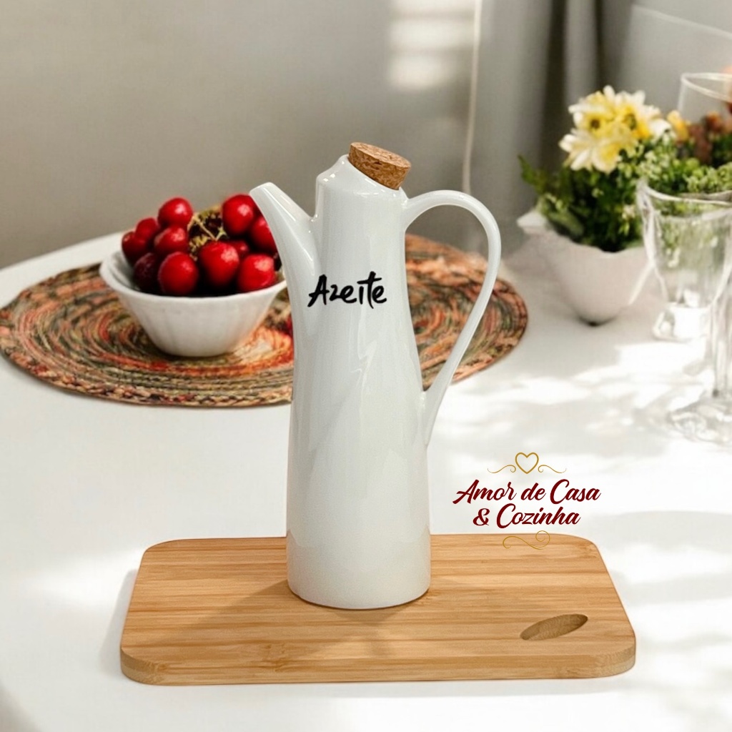 GALHETEIRO DE PORCELANA BRANCA GRANFINE COM ALÇA 250ML
