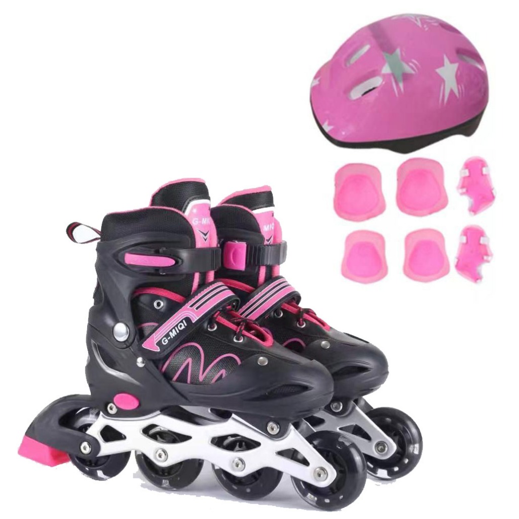 Patins Roller Inline Ajustável Com Luz De Led Com OU SEM Kit Proteção Várias Cores Promoçã...