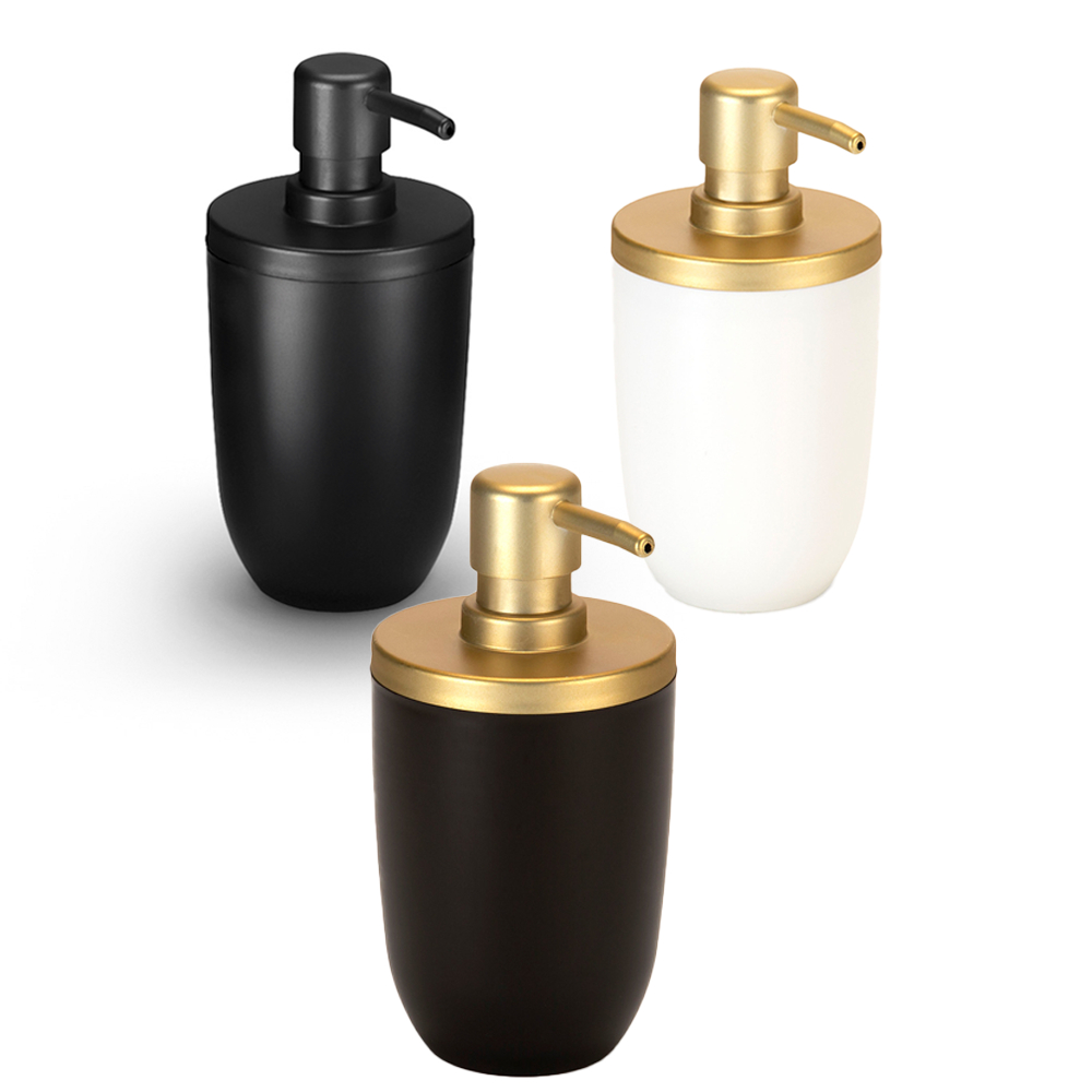 Dispenser Porta Sabonete Líquido Banheiro Lavabo Branco Preto Dourado 500ml - Home & Living