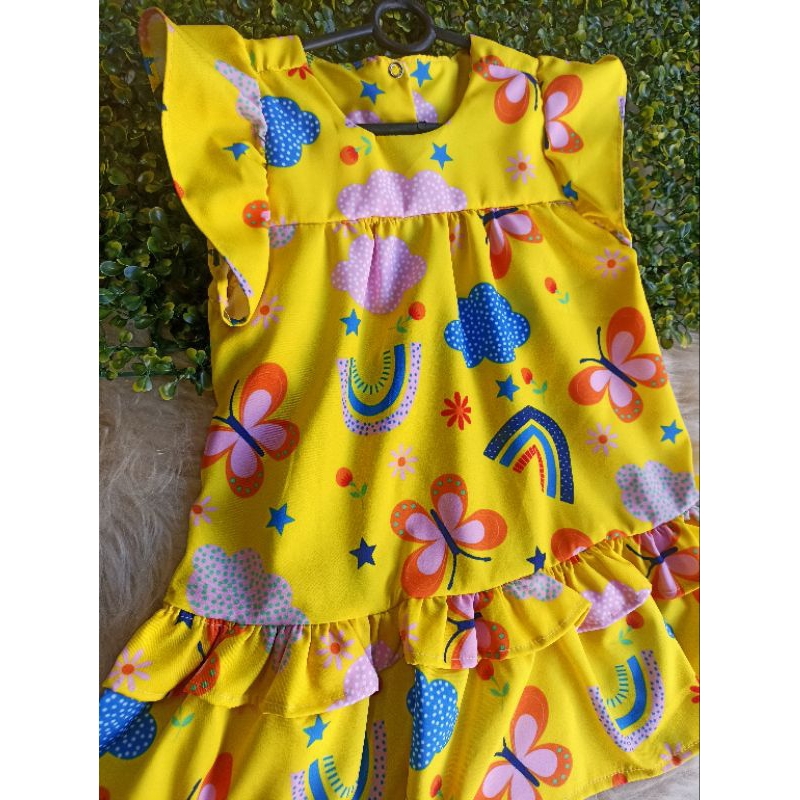 Vestido Infantil e Juvenil Lara Amarelo com Borboleta Menina Modinha