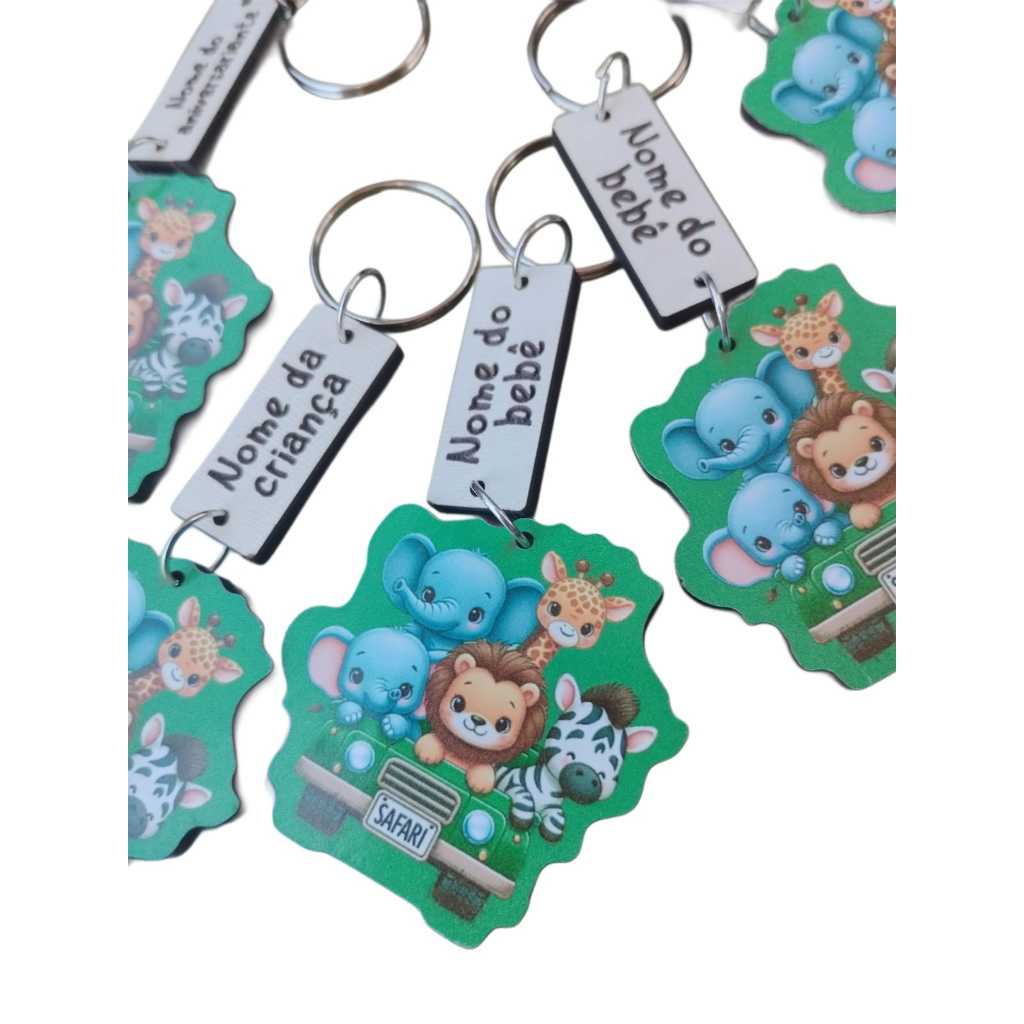Kit de Chaveiros Safari em mdf adesivado com nome personalizado em Oferta na Shopee