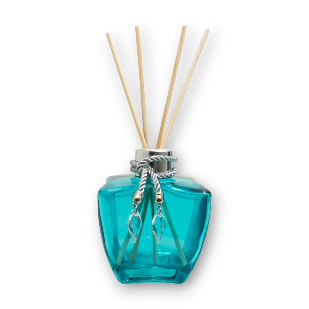 Kit Vidro Estrela 280ml Com Tampa Difusora e Varetas Aromatizador Ambiente Azul Casa Escritório Lavabo