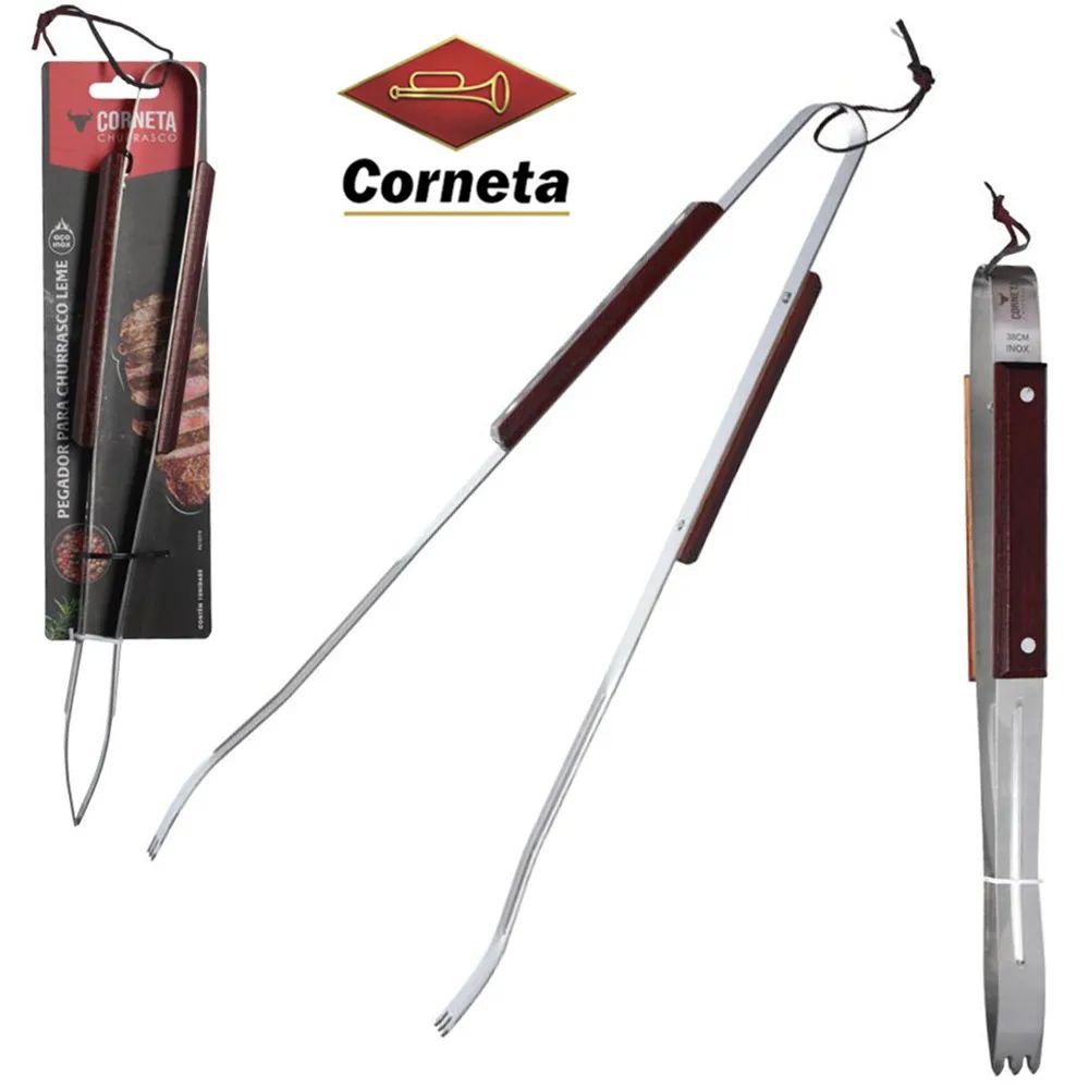 Pegador de Carne Profissional Pinça de Inox para Churrasco LEME 47CM