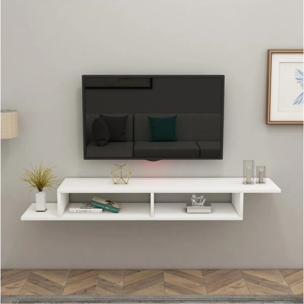 BANCADA RACK MDF SUSPENSO PARA TV DESIGN INOVADOR FLUTUANTE PARA SALA QUARTO E ESCRITORIO FUNCIONAL E MULTIFUNCIONAL