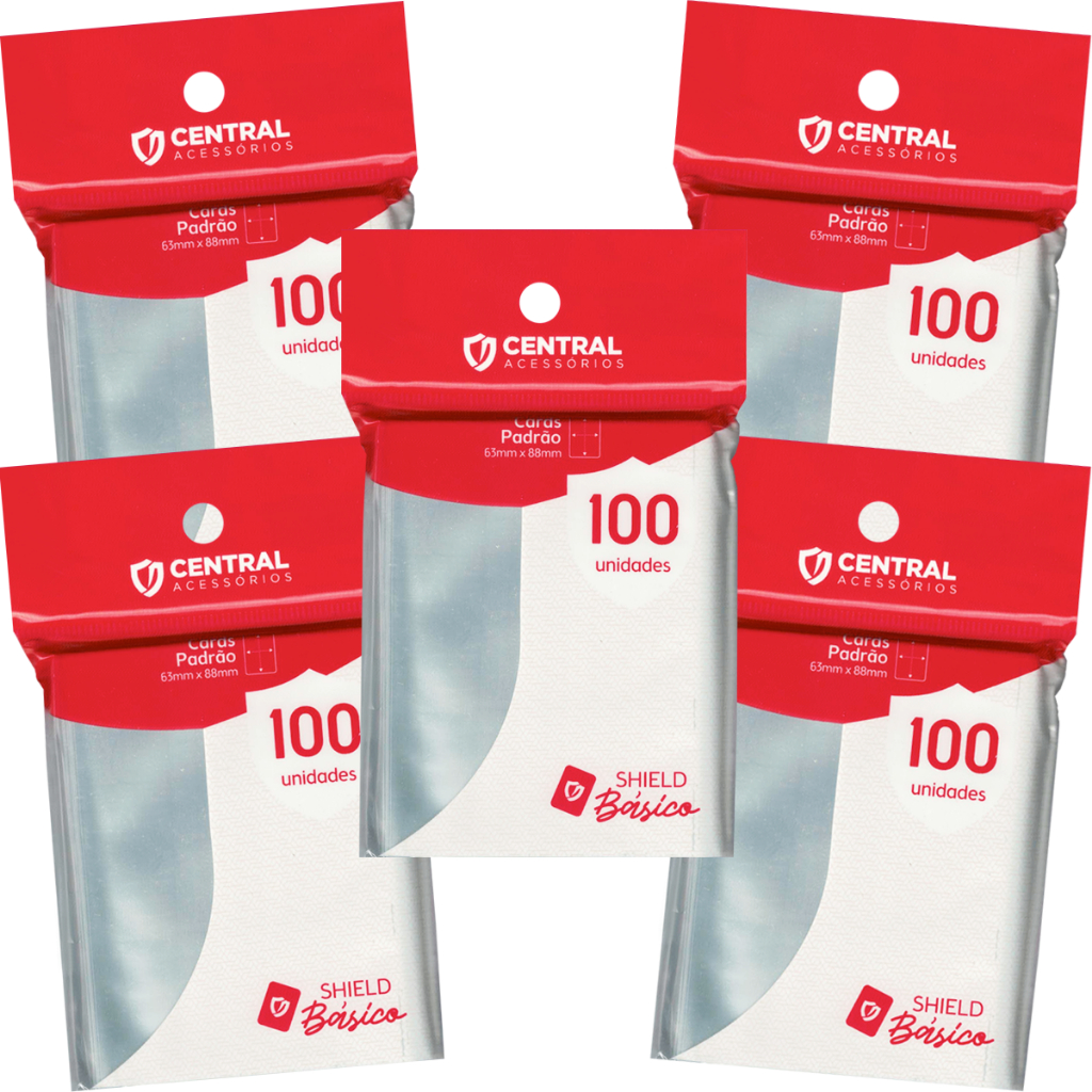 Kit 500 Sleeves Basico Standard Transparente Central Shield Pokemon Magic Kpop