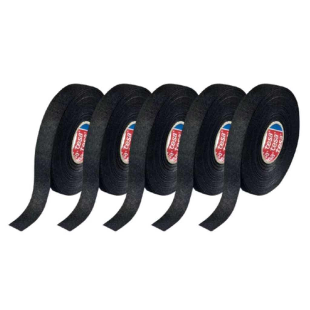Kit 05 Fita Isolante De Tecido Para Chicote Preto 25mx19mm Tesa Original Homologada Montadoras em Oferta na Shopee