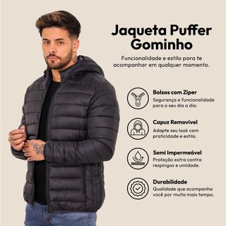 Jaqueta Puffer Bobojaco Masculina Impermeável Casaco Frio Inverno Capuz