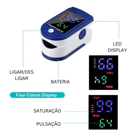 Oximetro de Pulso Digital Medidor de Saturação Oxigênio no Sangue Termômetro Digital Infravermelho — imagem 2 de 2