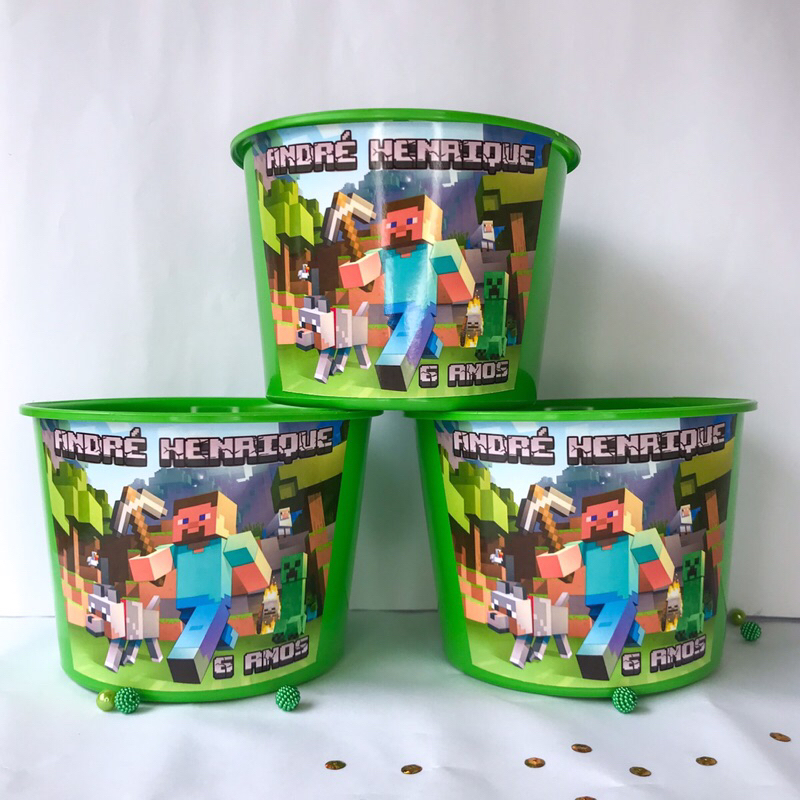 Balde de pipoca / balde personalizado de 1,5 Minecraft