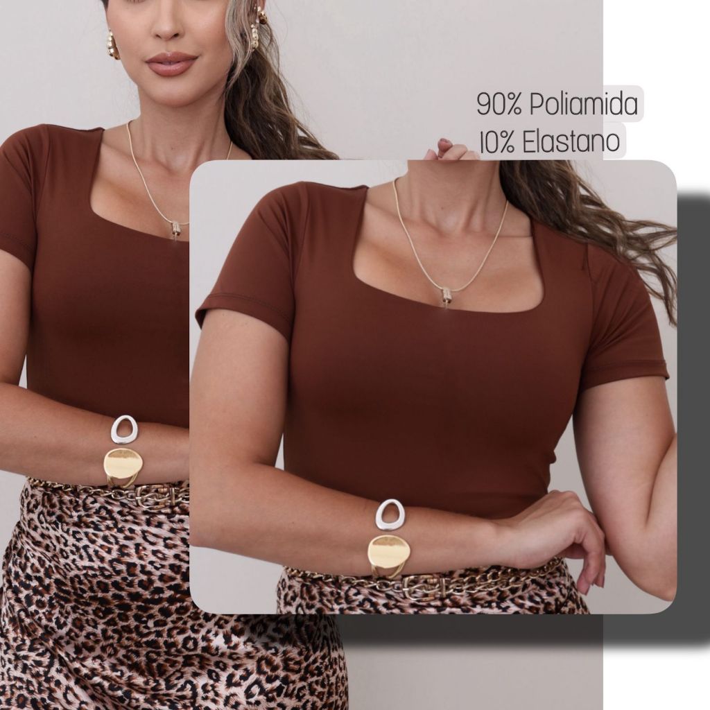 Body Feminino Quadrado Manga Poliamida Premium 36 ao 42 em Oferta na Shopee