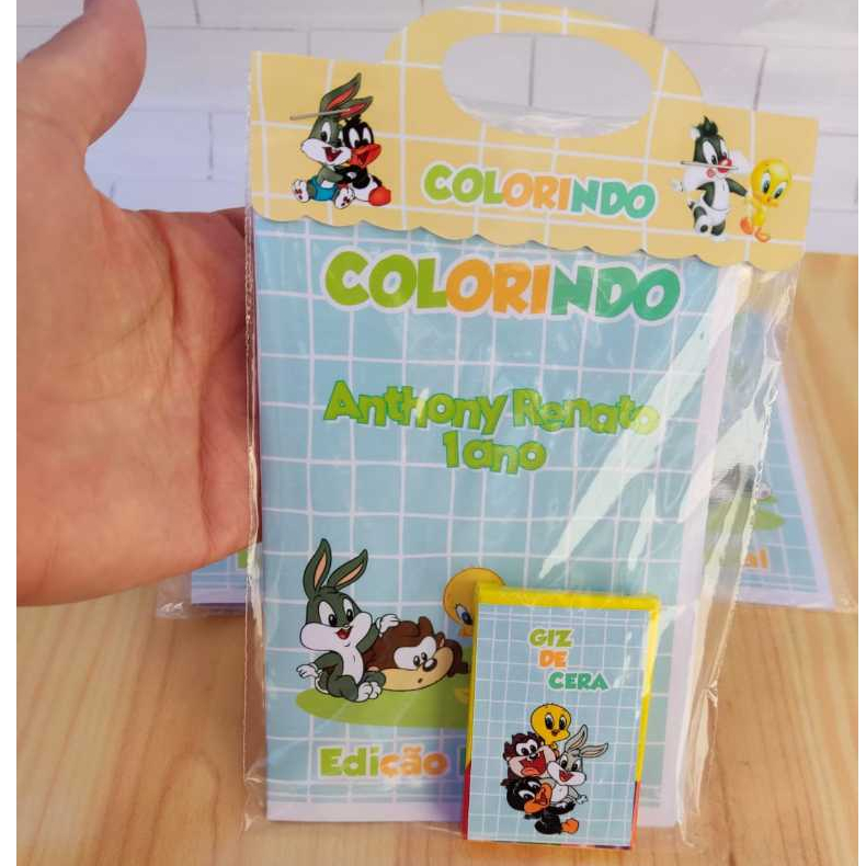 Kit Colorir com giz baby looney tunes -  Festa Infantil - Lembrancinha - Aniversário - Livrinhos