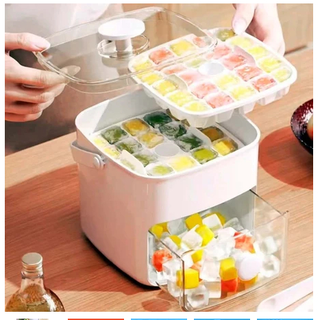 Forma Caixa de Gelo Dispenser De Gelo 48 Cubos Com Gaveta Botão Solta Gelo E Pegador