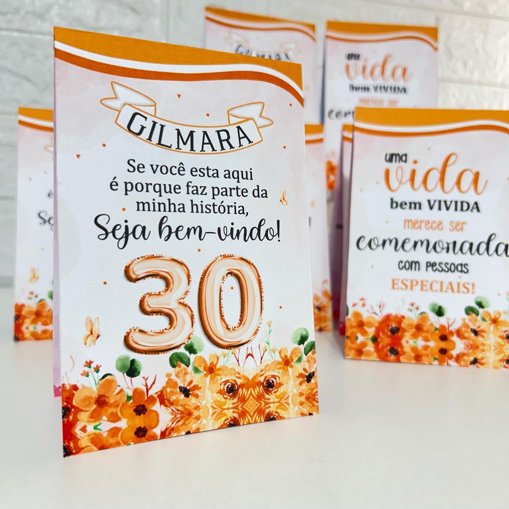 Centro de mesa agradecimento personalizado enfeite plaquinha decoração de mesa adulto festa tema floral laranja flores