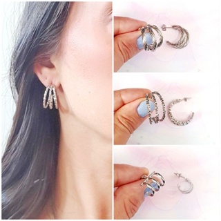 Brinco Argola 3 fios Aço Inox Anti Alérgico Feminina aro três três tubular tubo prata em Oferta na Shopee