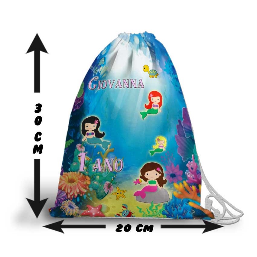 Kit Mochilinha Sacolinha Mochila Saco Sacochila Saquinho Lembrancinha Brinde Aniversario Personalizadas Fundo do Mar